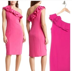 Marina one shoulder dress in  white (pictures in pink and black of dress only)